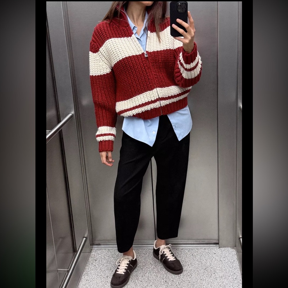ZARA STRIPED KNIT CARDIGAN